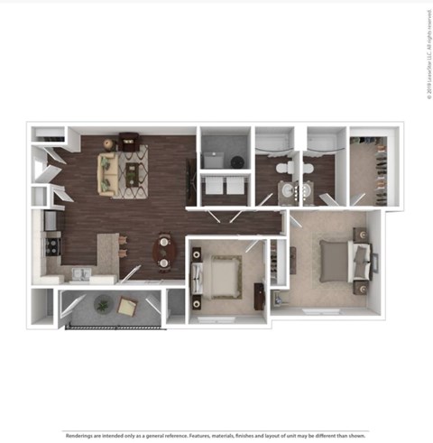 A floor plan of a house with a kitchen, living room, and bathroom.